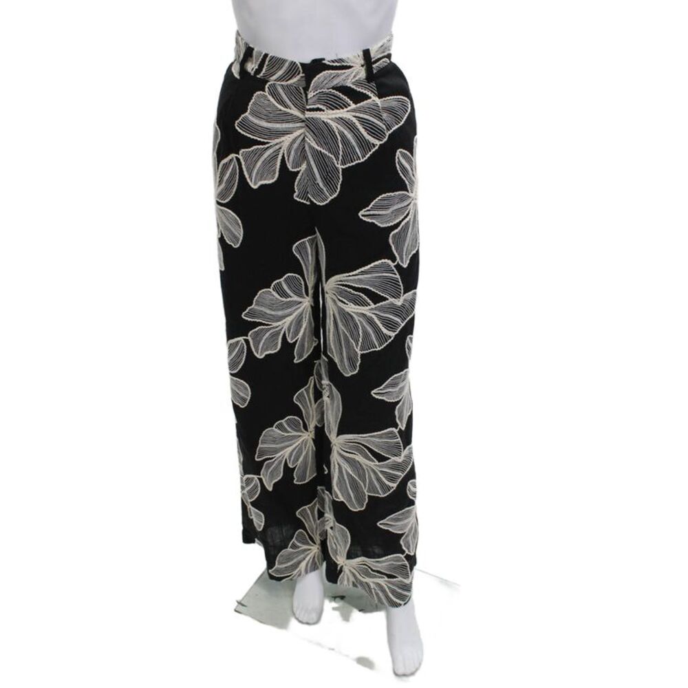 Allison Women Black Floral Dress Pants Size 8